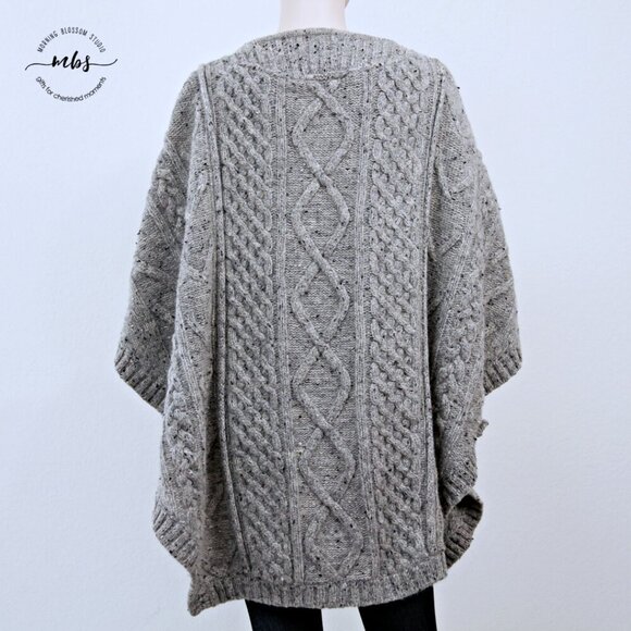 Fox Run Vintage Wool Long Cable Knit Sweater Tunic Gray Women M - Picture 6 of 10